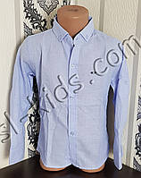 Однотонна сорочка для хлопчика 116-146 см (розн) (блакитна) (пр. Туреччина)