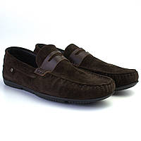 Мокасини чоловічі коричневі замшеві стильні взуття річна ETHEREAL Classic Night Brown Vel by Rosso Avangard