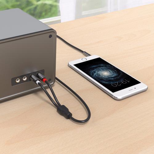 Кабель-перехідник (jack) 3.5 на 2 тюльпани для аудіопристроїв, фото 1