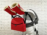 Комплект сумка та рукавички на коляску універсальний (Z&D New Червоний)