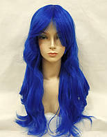 Перука синя довга хвиляста з довгим чубчиком жіноча для жінок 65см зі штучного волосся