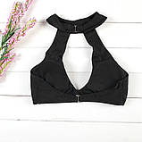 Роздільний Купальник жіночий із застібкою на шиї, розмір S (чорний), фото 8