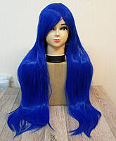 Перука синя довга пряма з довгим чубчиком жіноча для жінок 80см зі штучного волосся