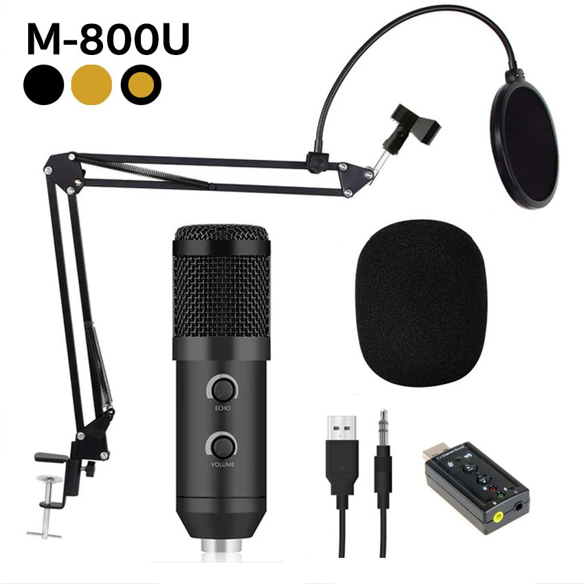 Студійний мікрофон Music D. J. M800U зі стійкою і вітрозахистом , мікрофон для відео і стримов