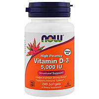 Витамин Д3, Vitamin D-3, Now Foods, 5000 МЕ, 240 капсул