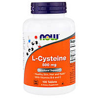 Цистеин, L-Cysteine, Now Foods, 500 мг, 100 таблеток