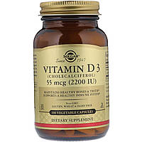 Витамин D3, Vitamin D3, Solgar, 2200 МЕ, 100 капсул