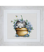 Набір для вишивання хрестом "Кошеня у квітах" Luca-S