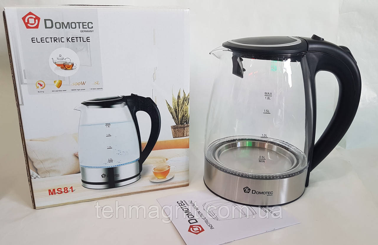 Чайник скляний електрочайник Domotec MS-81