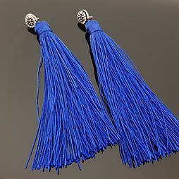 Сережки кисті зі стразами, синього кольору, 12 см