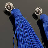 Сережки кисті зі стразами, синього кольору, 12 см, фото 2