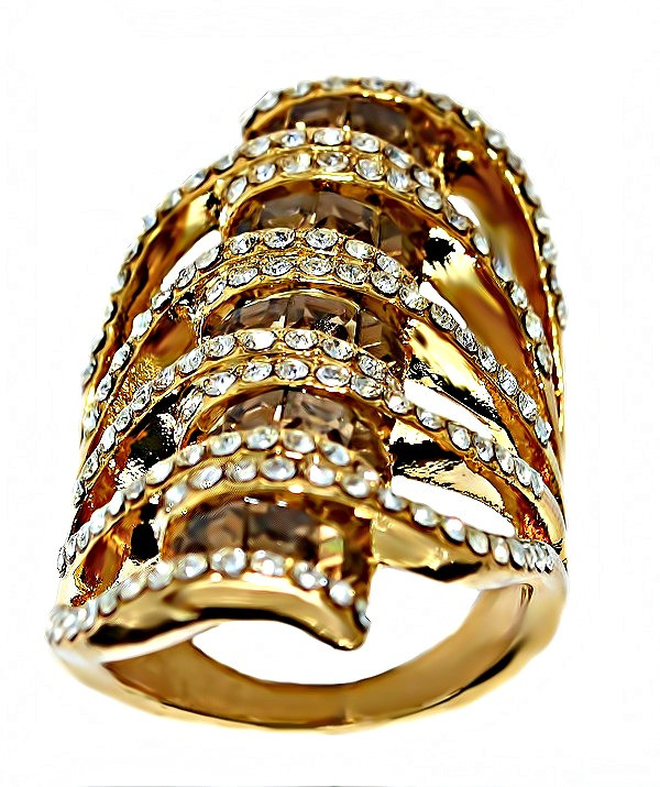 Каблучка Neoglory. Позолота. Камені: білий та жовто-коричневий циркон. Є: 17р 18р 19р