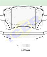 Колодки дисковые задние (-датчик) T5/T6 ICER