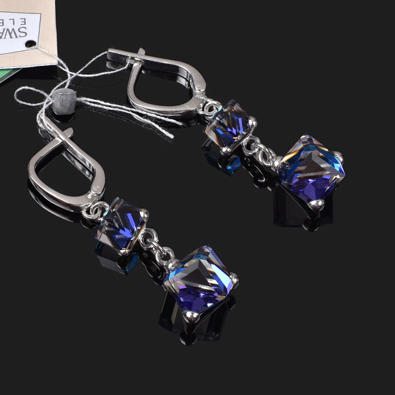Сережки з кристалами Swarovski 2 кубики
