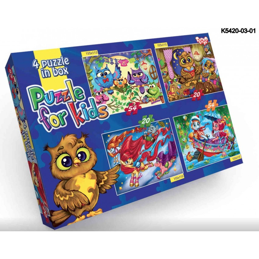 Дитячий пазл 54/20 елементів (4 в 1) Danko Toys K5420-03