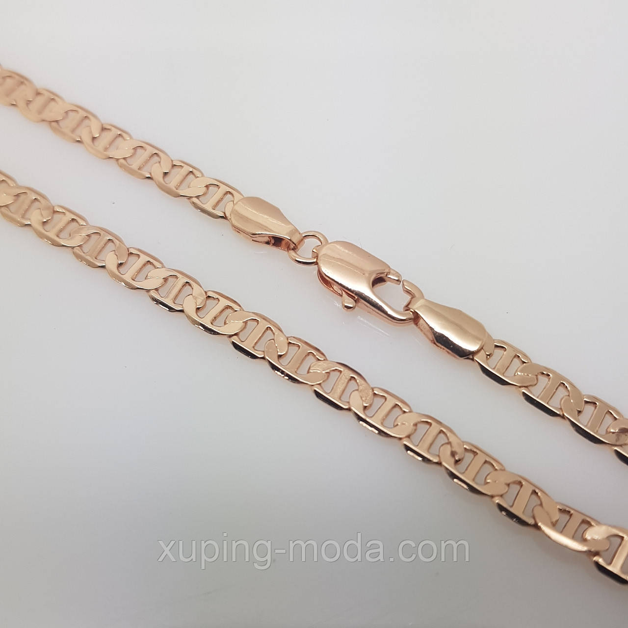 Ланцюжок з цікавим плетінням, рожеве золото, 54х3мм, тонка, фото 1