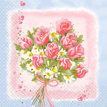 САЛФЕТКИ 33Х33 РОЗИ БУКЕТ МАРГО 20 ШТ