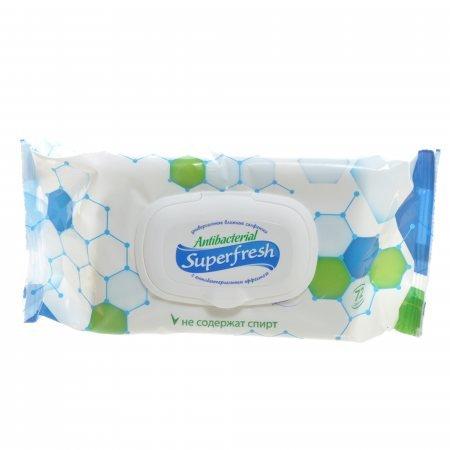 Серветки вологі Super FRESH 72 штуки, Антибактеріальні з Клапаном 15*18,5
