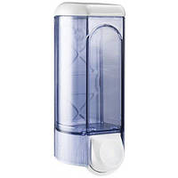 Дозатор жидкого мыла 0,8 л из прозрачного пластика, крышка и кнопка - белый пластик