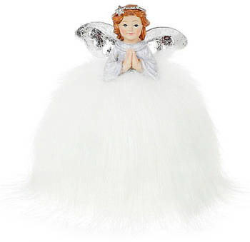 Красиві декоративні фігурки "Ангел в сукні" набір 4 шт, білий з сріблом