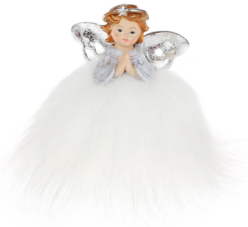 Красиві декоративні фігурки "Ангел в сукні" набір 6 шт, білий з сріблом