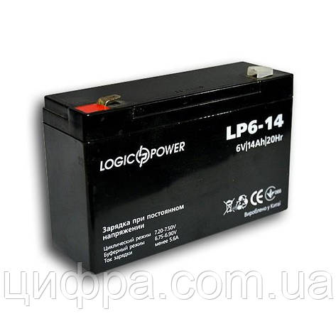 Акумуляторна батарея LogicPower AGM LPM 6V 14 Ah, фото 1