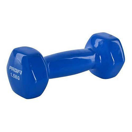 Гантель Profi 1,5 кг. Вініл 1шт. (МЅ 0665 B) Синя - 1шт., фото 1
