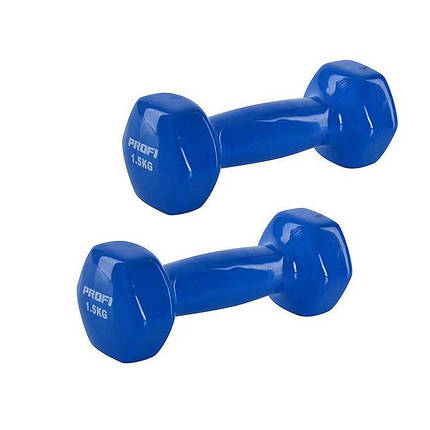 Гантель Profi 1,5 кг. Вініл 1шт. (МЅ 0665 B) Синя - 1шт., фото 2