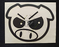 Наклейка на автомобиль Злая свинья, черная (h=170 мм, l=175 мм)