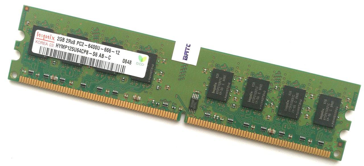 Оперативна пам'ять Hynix DDR2 2Gb 800MHz PC2 6400U CL6 (HYMP125U64CP8-S6 AB-C) Б/В, фото 1
