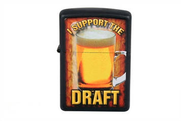 Запальничка Zippo I SUPPORT THE DRAFT BLACK MATTE Бензинова