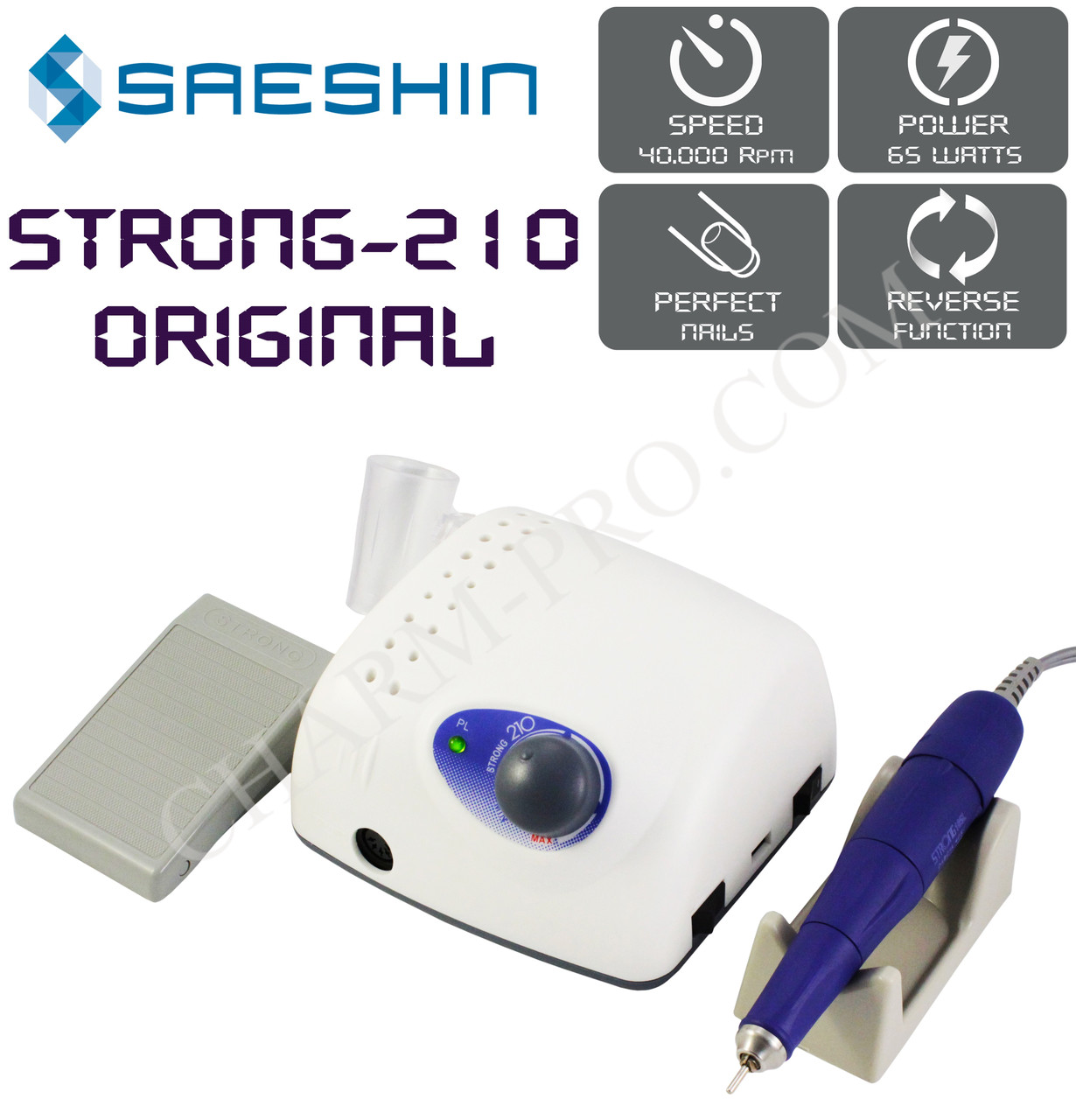Фрезер для манікюру та педикюру Saeshin Strong 210 (65W/40000 об. хв.)