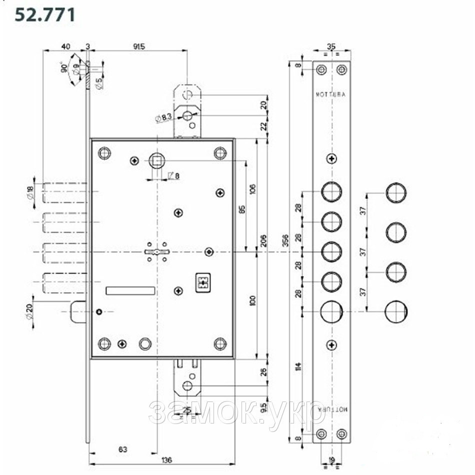 Замок врезной Mottura 52.771 (Италия) - фото 3 - id-p610054973