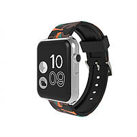 Ремінець для годинника Apple Watch 38 мм 40 мм силіконовий з пряжкою, Camouflage with orange, фото 3