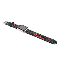 Ремінець для годинника Apple Watch 38 мм 40 мм силіконовий з пряжкою, Camouflage with orange, фото 4