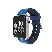 Ремінець для годинника Apple Watch 38 мм 40 мм силіконовий з пряжкою, Camouflage with blue, фото 2