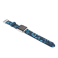 Ремінець для годинника Apple Watch 38 мм 40 мм силіконовий з пряжкою, Camouflage with blue, фото 4