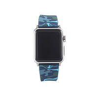 Ремінець для годинника Apple Watch 42 мм 44 мм силіконовий з пряжкою, Camouflage with blue, фото 4