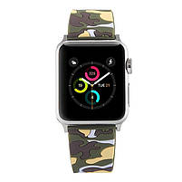 Ремінець для годинника Apple Watch 38 мм 40 мм силіконовий з пряжкою, Camouflage with yellow, фото 2