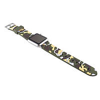 Ремінець для годинника Apple Watch 38 мм 40 мм силіконовий з пряжкою, Camouflage with yellow, фото 4