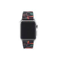 Ремінець для годинника Apple Watch 42 мм 44 мм силіконовий з пряжкою, Camouflage with orange, фото 3