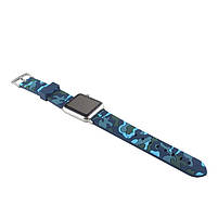 Ремінець для годинника Apple Watch 42 мм 44 мм силіконовий з пряжкою, Camouflage with blue, фото 4