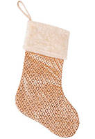 Новогодний сапог "Ромбики" 53 см, носок для новогодних декораций, цвет шампань