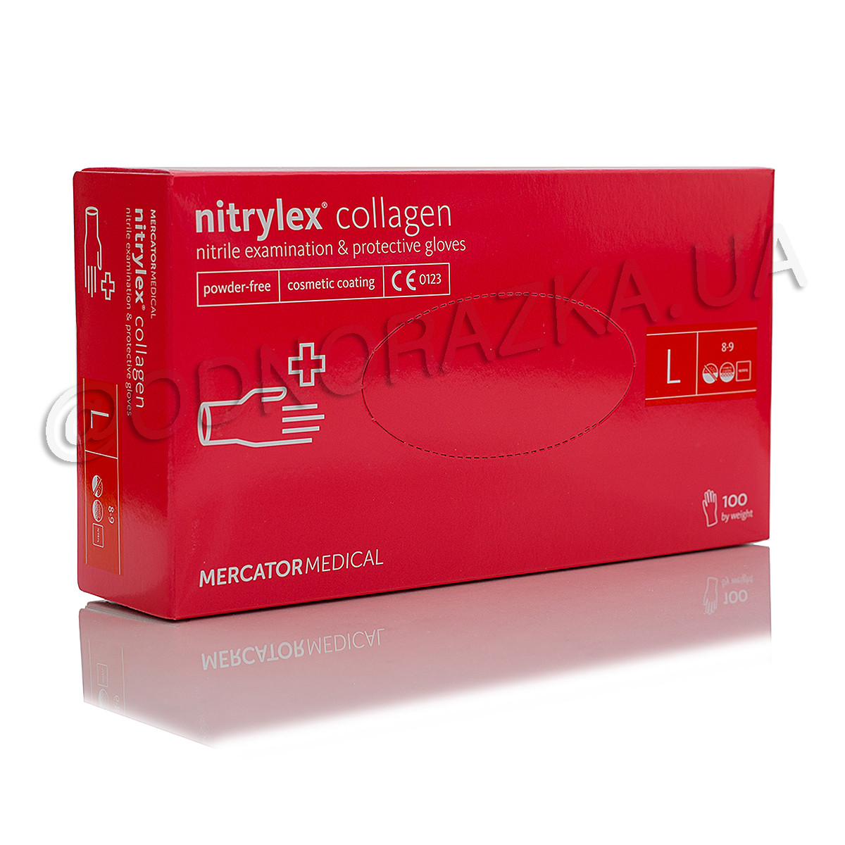 Рукавички нітрилові Nitrylex Collagen, розмір L, рожеві, 100 шт