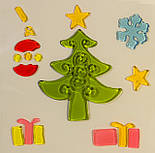 Набір новорічних прикрас - наліпки на вікно ялинка, 18x18 см, різнокольоровий, силікон (000906-3), фото 2