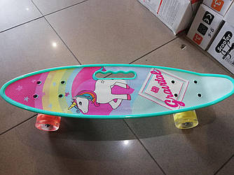 Скейт Пенні борд (Penny board) пениборд з малюнком, ручкою світяться колеса 32035-8