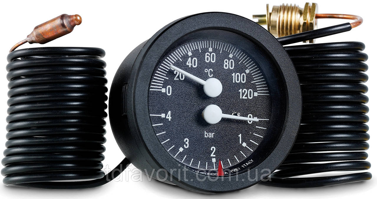 Термоанометр із виносними датчиками Cewal TI 52 P (52 мм, 0/120 °C, 0-4бар, 1500 мм), фото 1