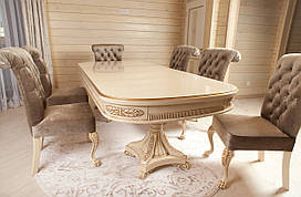 Обідній стіл з дерева від фабрики "Кур'єр" у стилі Прованс, в класичному стилі, розкладний