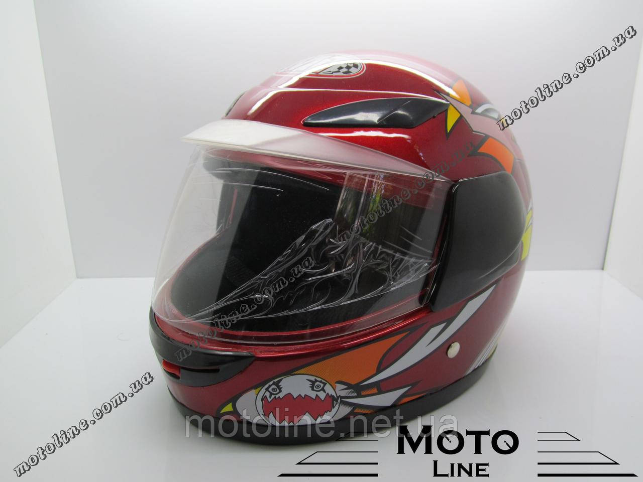 Шолом 908 (дитяче закрите біле скло) червоне MotoTech