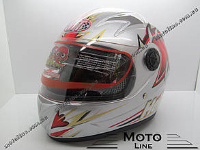 Шолом HF-909( дитяче закрите біле скло) сірий MotoTech